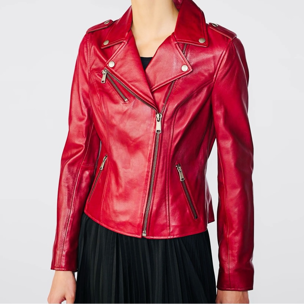 Wilson’s Leather Madeline Asymmetrical Red Leather Jacket - M